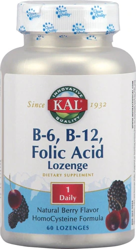 Kal B-6 B-12 Ácido Fólico Sabor Frutas Vermelhas - 60 Pastilhas