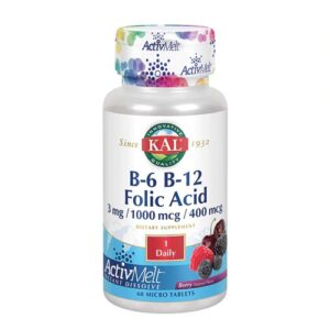 Suplemento KAL B6 B12 Ácido Fólico Sabor Berry - 60 MicroLingual Tablets