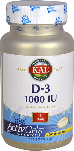 KAL D-3 Vitamina D3 1000 UI - 100 Cápsulas Softgel