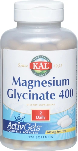 KAL Magnésio Glicinato 400mg - 120 Softgels para Relaxamento e Bem-Estar