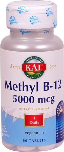 Vitamina B12 Metilcobalamina KAL 5000 mcg - 60 Comprimidos - Energia e Bem-Estar