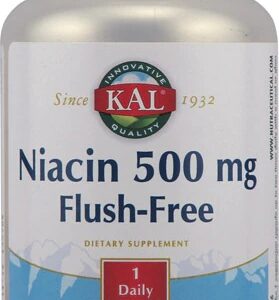 Kal Niacina Flush-Free 500 mg - 120 Cápsulas Vegetarianas | Vitamina B3 Sem Rubor