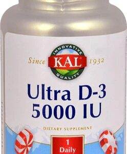 KAL Ultra D-3 Vitamina D-3 Peppermint 5000 IU - 60 Gomas Mastigáveis