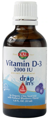 Kal Vitamina D3 Dropins Mirtilo Natural - 53ml (2000 UI por Dose)