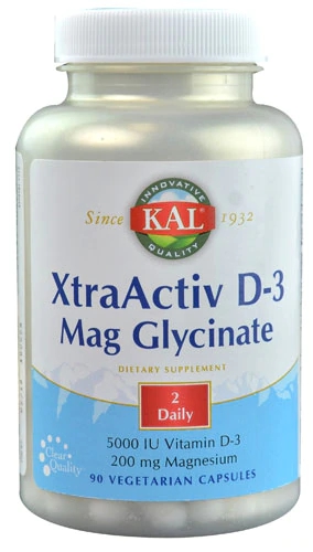 KAL XtraActiv D-3 Mag Glycinate - 90 Cápsulas Vegetarianas