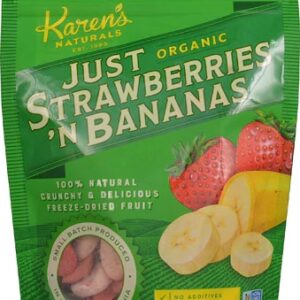 Karen's Naturals Morangos com Banana Orgânicos 57g - Lanche Saudável e Delicioso