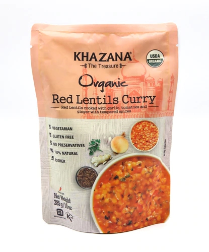 Khazana Curry de Lentilha Vermelha Orgânica 283g - Pronto para Comer