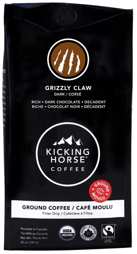 Café Torrado Escuro Orgânico Moído Kicking Horse Grizzly Claw 283g - Sabor Intenso e Energizante