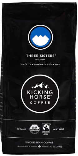Café Orgânico Kicking Horse Three Sisters Torra Média Grãos Inteiros 284g