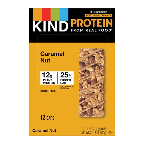 Barra de Proteína Kind 12G Sem Glúten Sabor Caramelo Tostado com Nozes - Caixa com 12 Barras