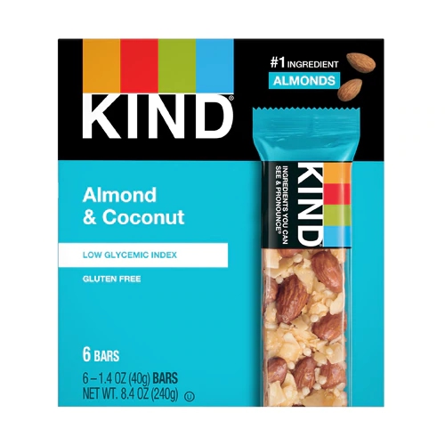 Kind Fruit and Nut Bar Amêndoa e Coco - Caixa com 6 Barras (Aprox. 204g)