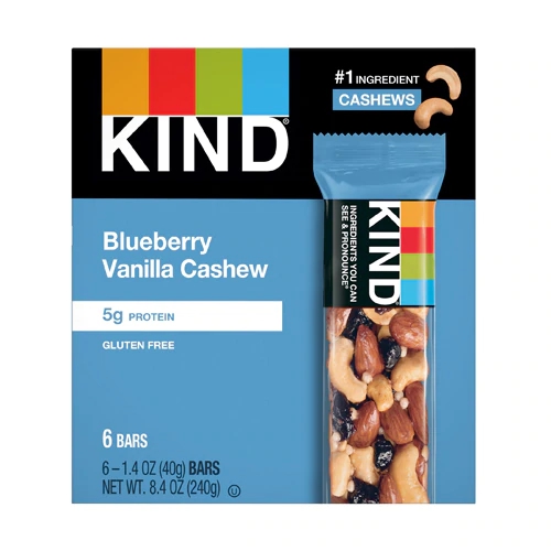 Kind Fruit and Nut Bar Blueberry Vanilla and Cashew -- 6 Bars