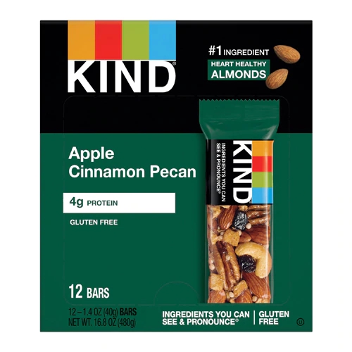 Barras de Frutas e Nozes Kind Maçã Canela e Pecan - Pacote com 12 Barras (Aprox. 480g)
