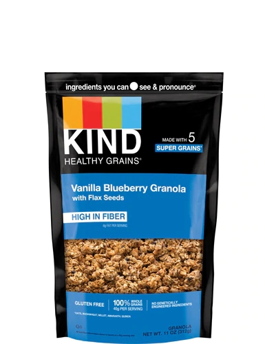 Kind Healthy Grains Clusters com Sementes de Linhaça Sem Glúten Baunilha e Amora 312g