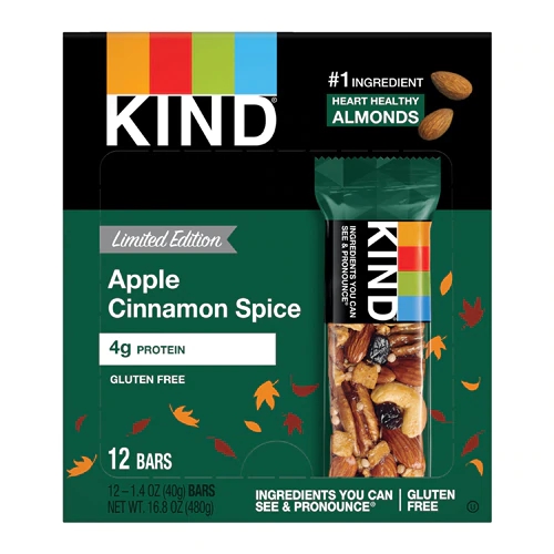 Kind Barra de Nuts Maçã Canela e Especiarias - 12 Barras (396g)