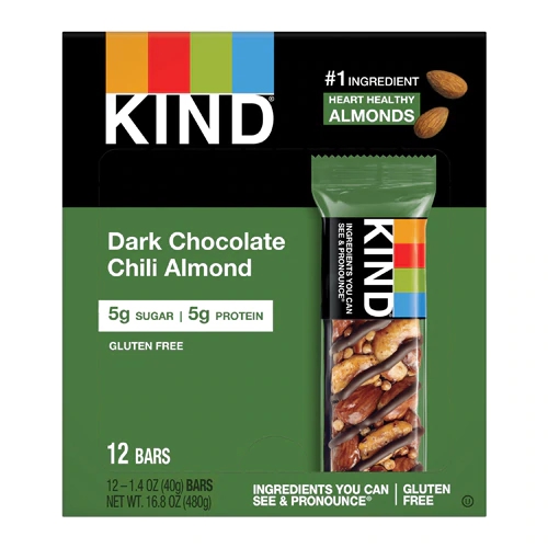 Kind Nuts & Spices Barras Dark Chocolate Chili Almond - 12 Barras (aprox. 480g)
