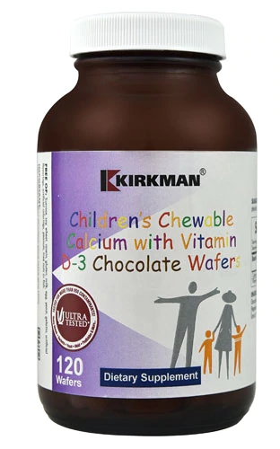 Kirkman Children's Cálcio Mastigável com Vitamina D3 Sabor Chocolate - 120 Wafers
