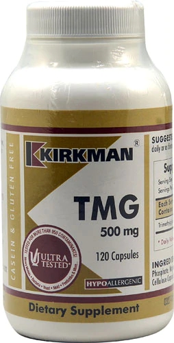 Kirkman TMG 500 mg - 120 Cápsulas - Suplemento de Trimetilglicina para Bem-Estar