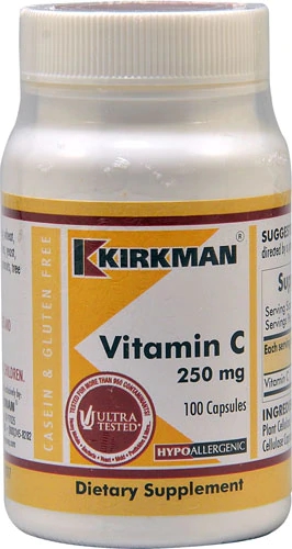 Kirkman Vitamina C 250 mg - 100 Cápsulas - Suporte Imunológico