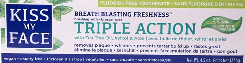 Pasta de Dente Kiss My Face Ação Tripla Menta Refrescante Gel 127g