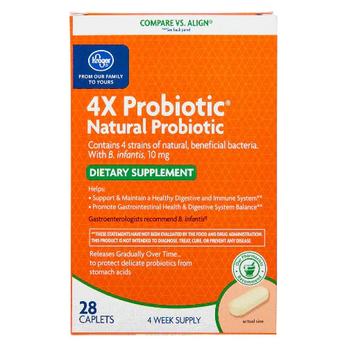Kroger® 4x Probiotic® Probiótico Natural 28 Caplets - Saúde Intestinal Avançada