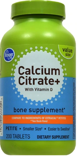 Kroger Cálcio Citrato com Vitamina D3 - 200 Comprimidos - Saúde Óssea e Imunidade