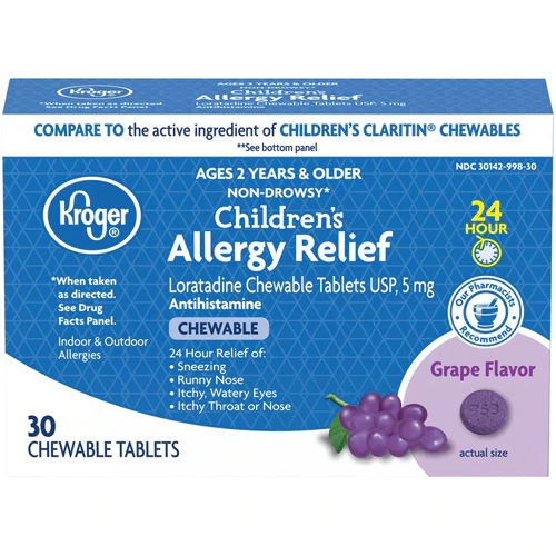 Kroger® Children's Allergy Relief Loratadine Chewables Grape -- 30 Chewable Tablets