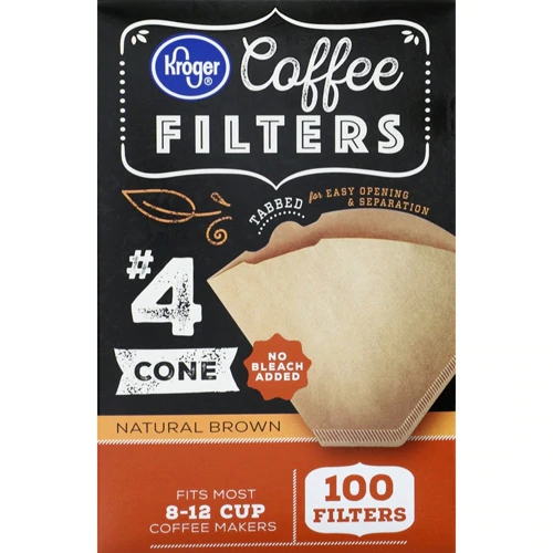 Filtros de Café Kroger Cone Nº 4 Marrom Natural - 100 Unidades - Para Cafeteiras 8-12 Xícaras