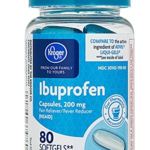 Cápsulas de Ibuprofeno Kroger 200mg - 80 Softgels para Alívio da Dor