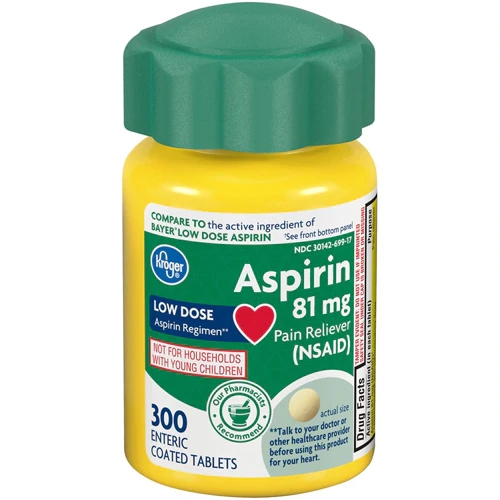 Aspirina Baixa Dose Kroger® 81mg - Alívio da Dor e Bem-Estar - 300 Comprimidos Revestidos