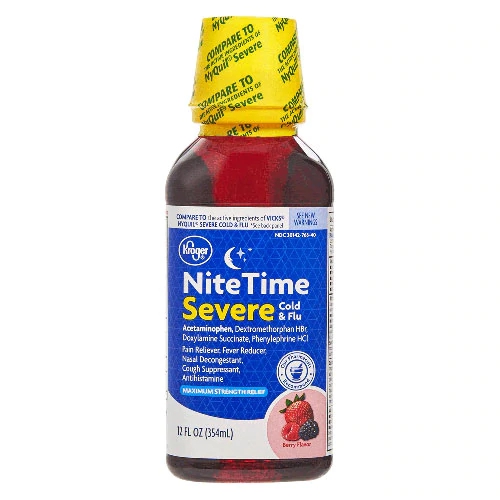 Kroger NiteTime Resfriado Severo e Gripe Sabor Frutas Vermelhas 355ml