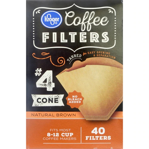 Filtros de Café Kroger® Cônico Sem Alvejante No.4 - 40 Unidades (Aprox. 113g)
