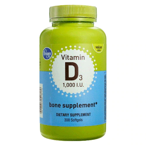 Kroger Vitamina D3 1000 UI - 300 Cápsulas Gelatinosas Macias - Suporte Imunológico e Ósseo
