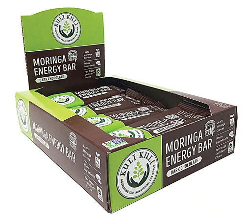 Barras de Energia Kuli Kuli Moringa Chocolate Amargo - 12 Unidades (Aprox. 480g) - Energia e Nutrição