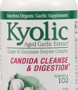 Kyolic Extrato de Alho Envelhecido Candida Cleanse e Digestão 200 Cápsulas Vegetarianas