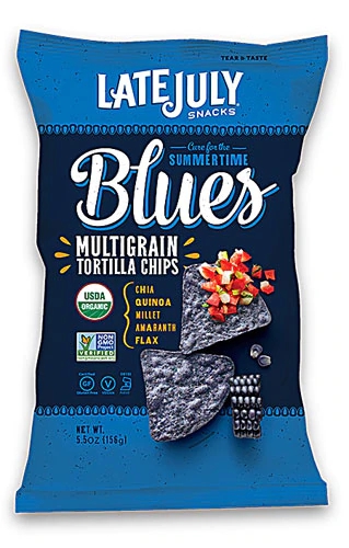 Chips de Tortilha Multigrãos Orgânicos Late July Snacks Summertime Blues - 156g Sem Glúten