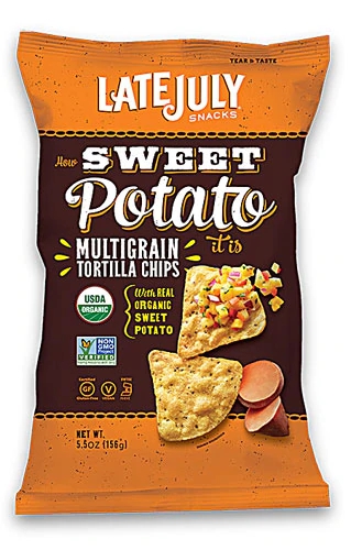 Chips de Tortilha Multigrãos Orgânicos Late July Snacks Batata Doce Sem Glúten 156g