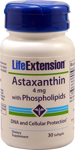Life Extension Astaxantina com Fosfolipídios - 4mg - 30 Cápsulas Gelatinosas