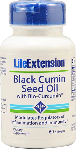 Life Extension Óleo de Semente de Cominho Preto com Bio-Curcumin® - 60 Cápsulas Gelatinosas