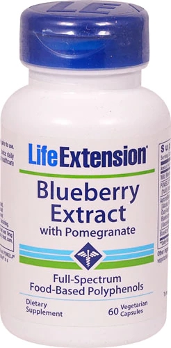 Life Extension Extrato de Mirtilo com Romã - 60 Cápsulas Vegetarianas - Antioxidante Poderoso