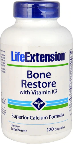 Life Extension Bone Restore with Vitamin K2 -- 120 Capsules