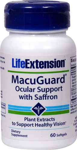 Life Extension MacuGuard Suporte Ocular com Açafrão - 60 Cápsulas Gelatinosas