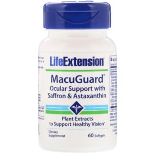 Life Extension MacuGuard Ocular Support com Açafrão e Astaxantina - 60 Cápsulas Gelatinosas