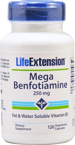 Life Extension Mega Benfotiamine 250mg - 120 Cápsulas Vegetarianas - Suporte ao Metabolismo da Glicose