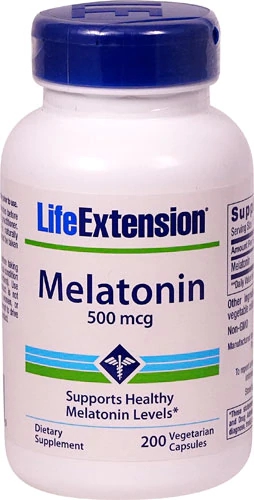 Life Extension Melatonina 500 mcg - 200 Cápsulas Vegetarianas - Sono e Bem-Estar