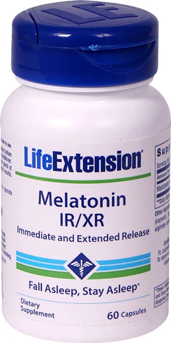 Life Extension Melatonina IR-XR 60 Cápsulas - Auxílio para o Sono Reparador