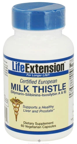 Life Extension Milk Thistle Certified European -- 750 mg - 60 Vegetarian Capsules