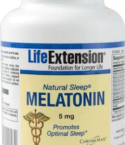 Life Extension Natural Sleep Melatonina 5mg - 60 Cápsulas Vegetarianas para um Sono Reparador