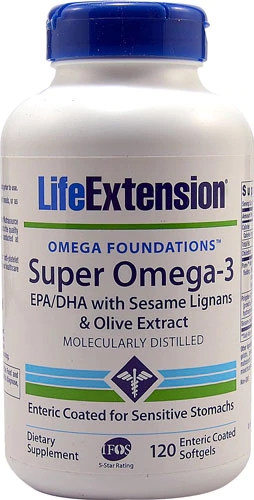 Life Extension Super Ômega-3 EPA-DHA 120 Cápsulas com Lignanas de Gergelim e Extrato de Oliva