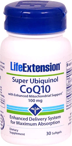Life Extension Super Ubiquinol CoQ10 com Suporte Mitocondrial Aprimorado - 100mg - 30 Cápsulas Gelatinosas